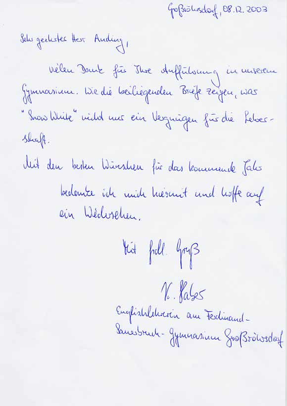 Brief von Frau Haber